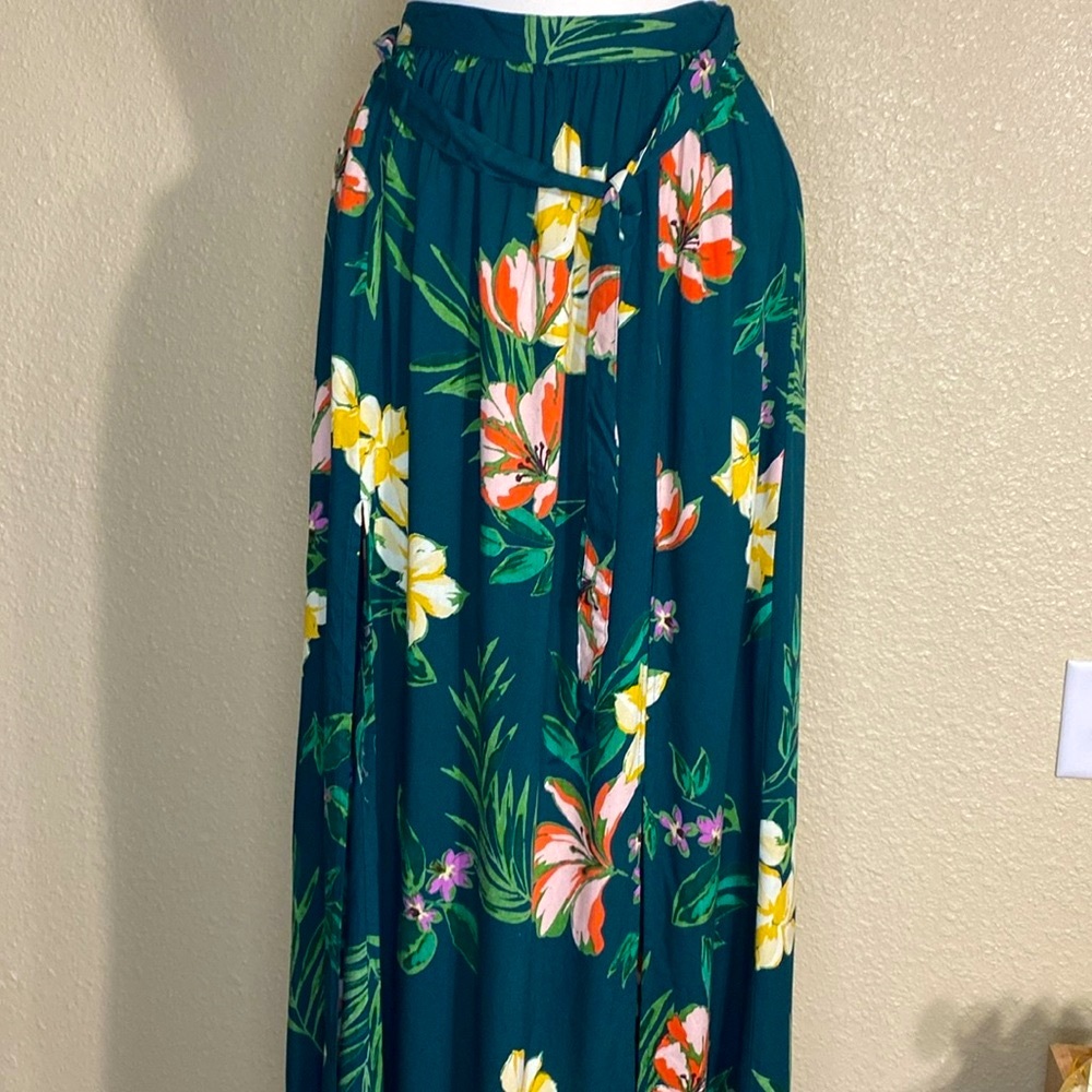 Patrons of Peace Floral Green Maxi Skirt NWOT Size S